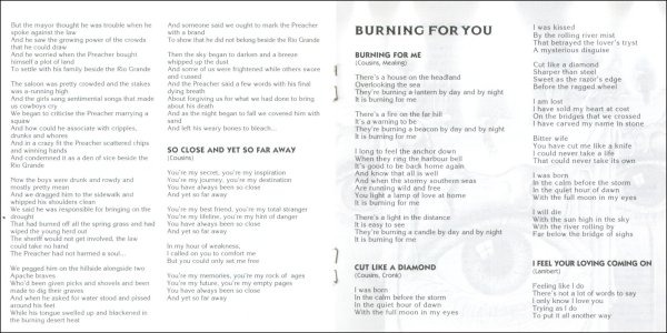 Deep Cuts/Burning For You CD booklet